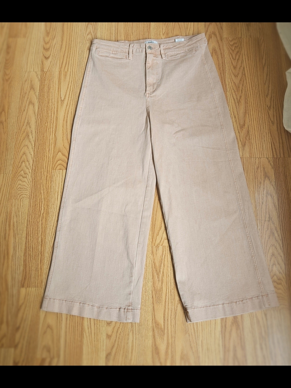 OAT New York High Rise Wide Leg Cropped Pants Dusty Pink Rose Size 12 / 31 - Picture 2 of 16